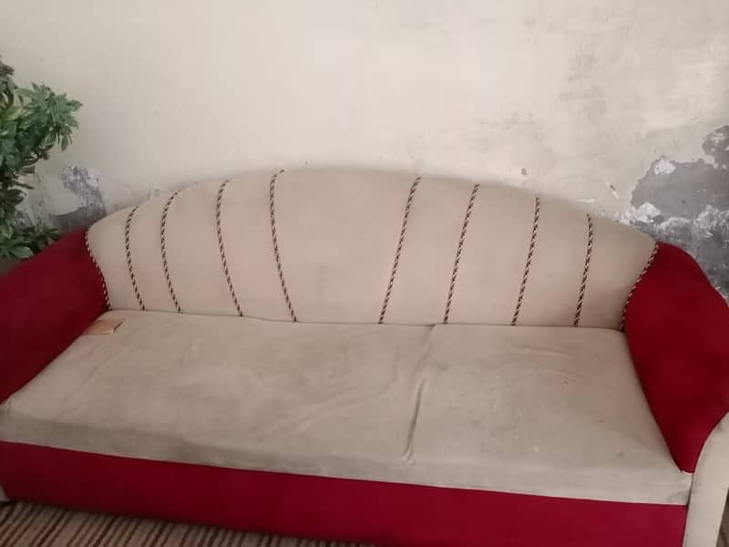 3 sofa set 6 seater pure velvet skin and red combination 0