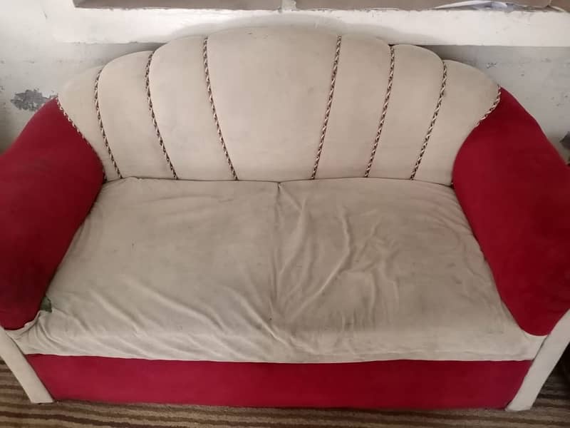 3 sofa set 6 seater pure velvet skin and red combination 1