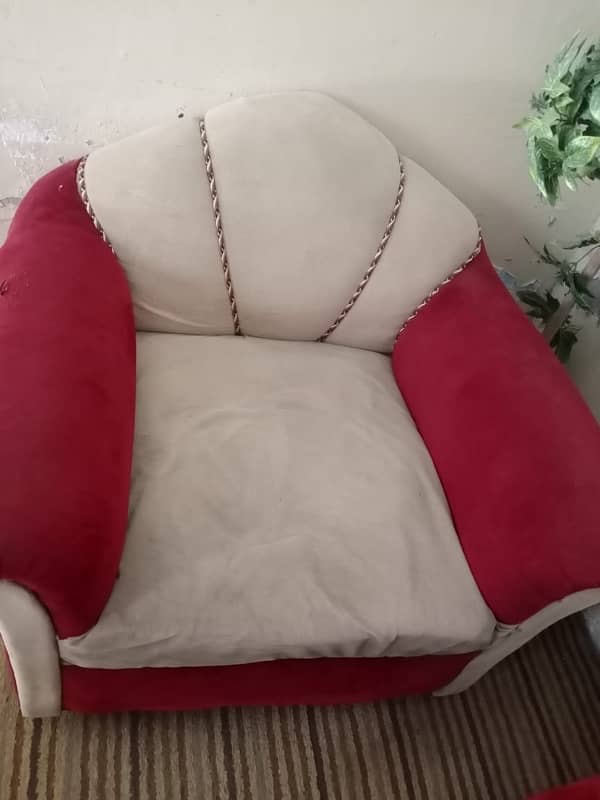 3 sofa set 6 seater pure velvet skin and red combination 2