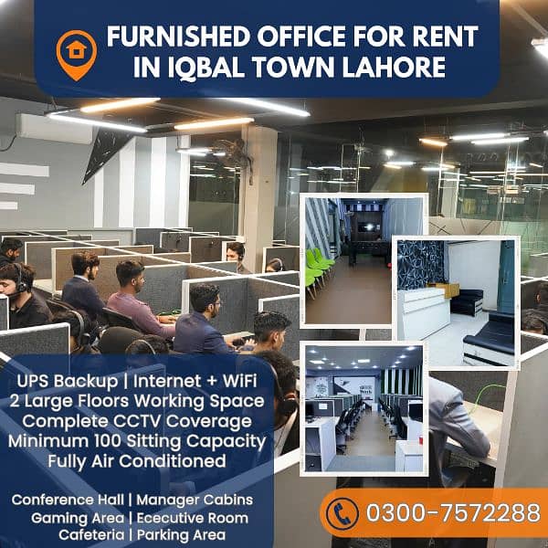 Fully Furnished Office Building for Rent in Iqbal Town Lahore 0