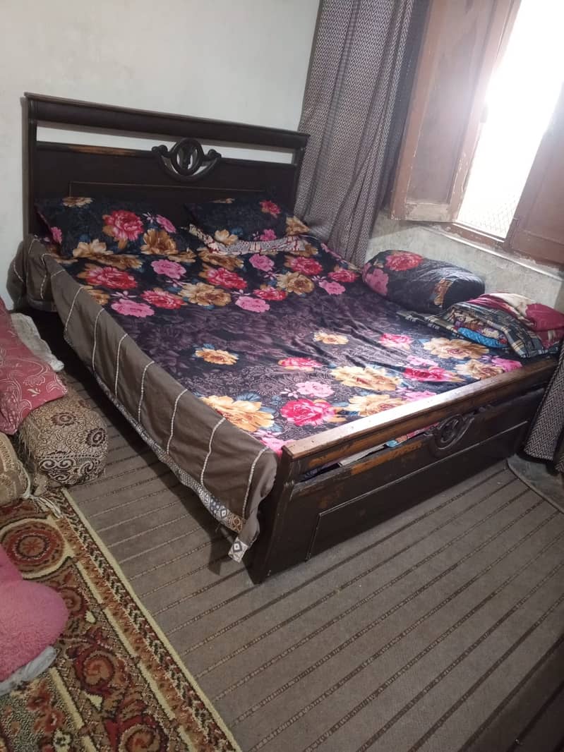 Double Wooden Bed Without mattress 1