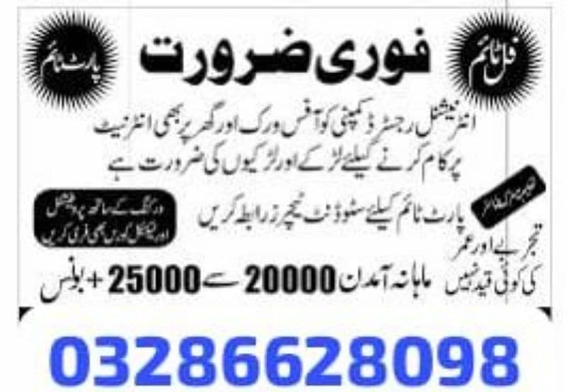 Male female and student online work available 0