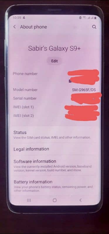 Samsung S9+  6 + 128 Dual Sim official PTA Approved 0