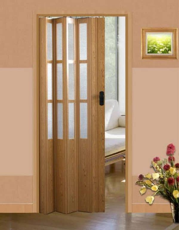 wooden floor PVC folding door window blinds 5