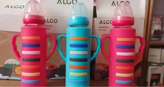 Algo Glass feeder 120ml/4oz with silicone  cover (IMPORTED PRODUCT)