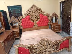 King Size Bed with 2 Side tables+ Dresser