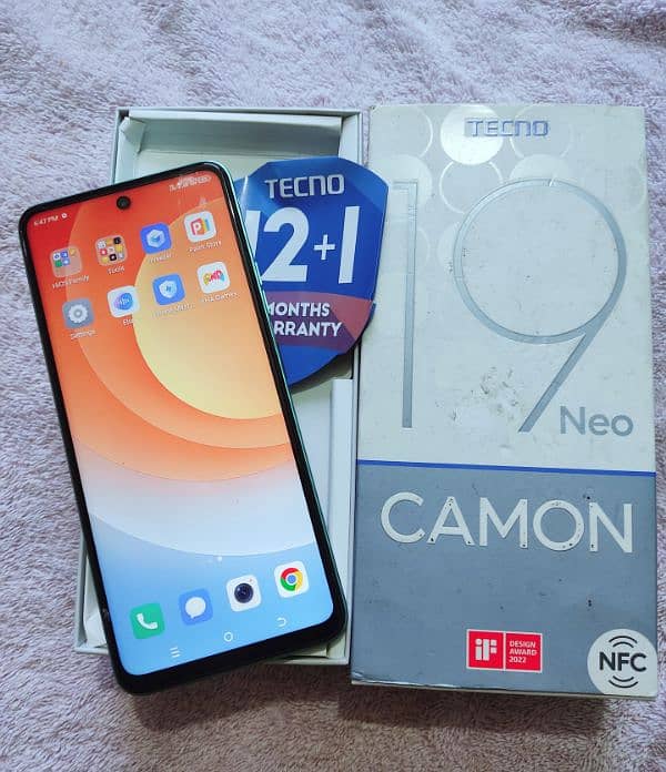 Tecno camon 19 neo with box urgent sale 6