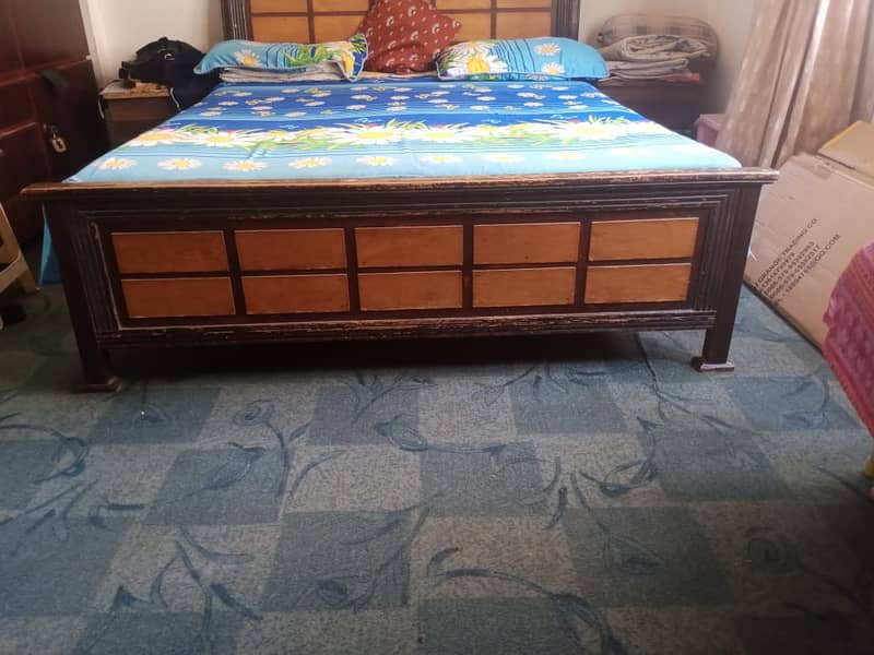 Wooden bed with mattress 2