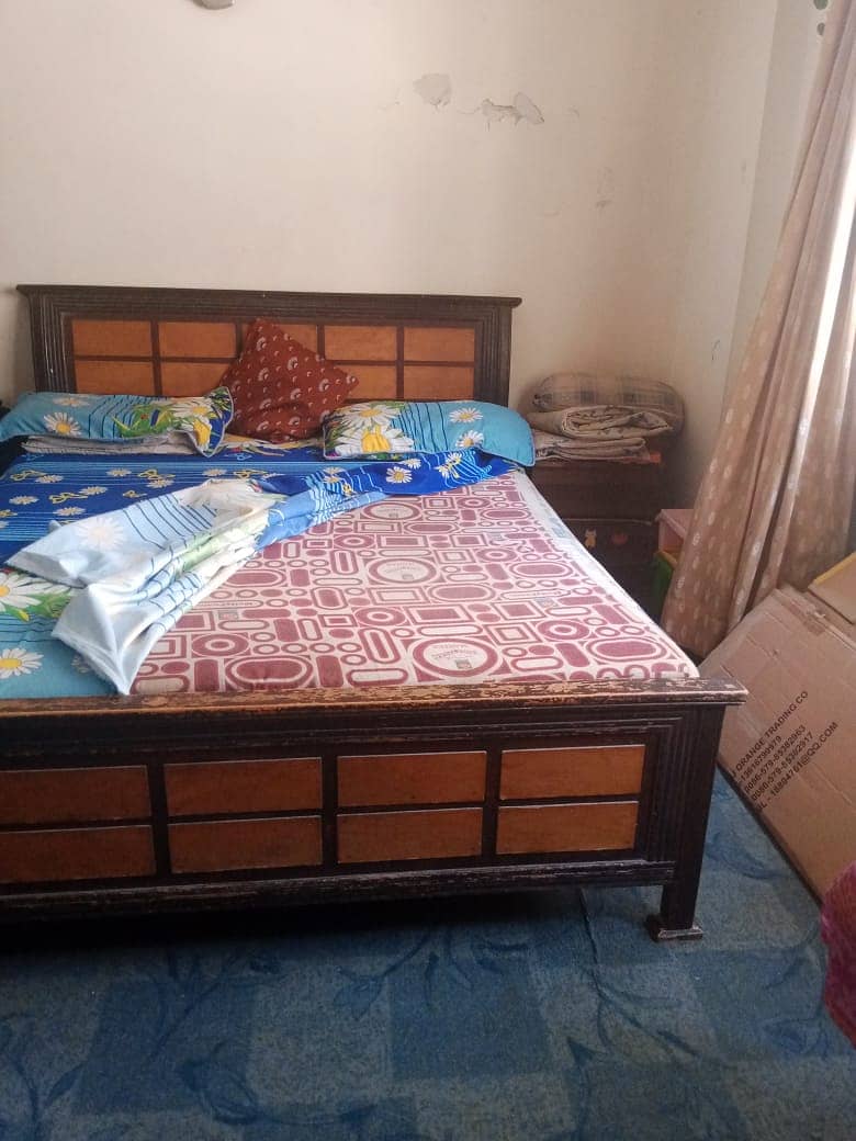 Wooden bed with mattress 3