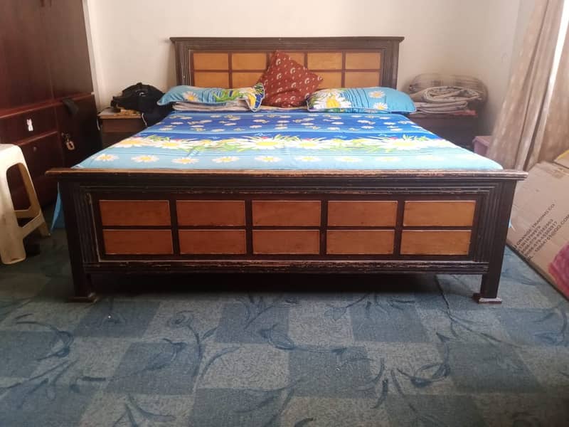 Wooden bed with mattress 5