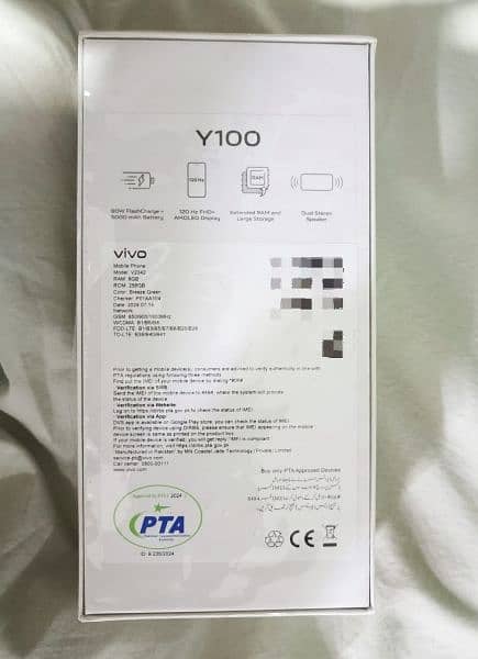 vivo y 100 8+8/256gb  just box open never used 1