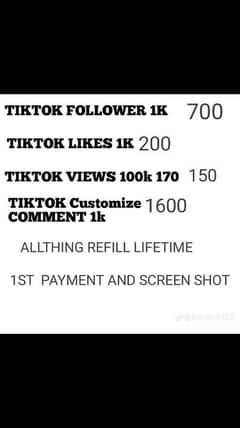 TIKTOK, YOUTUBE, INSTAGRAM ANY TYPE SERVICE AVAILABE