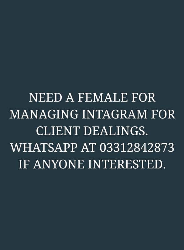 NEED FEMALE FOR INSTAGRAM MANAGEMENT 0