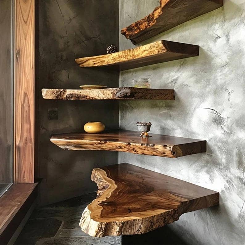 Live Edge Wall Hanging Shelves  5 Pieces set/ wall decoration/ hanging 1