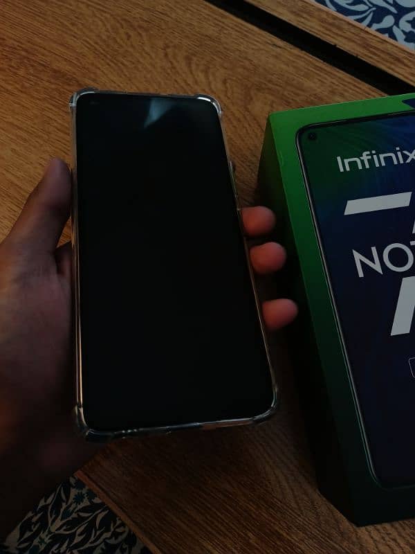 infinix note 7, with box in good condition, 10/10 cameras 9