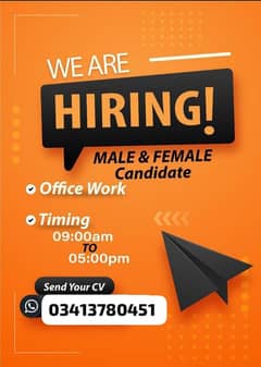 we are hiring male and female