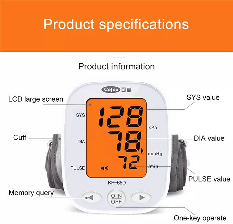 KF-65D Automatic Automatic Digital Blood Pressure Monitor(Arm Type) 9