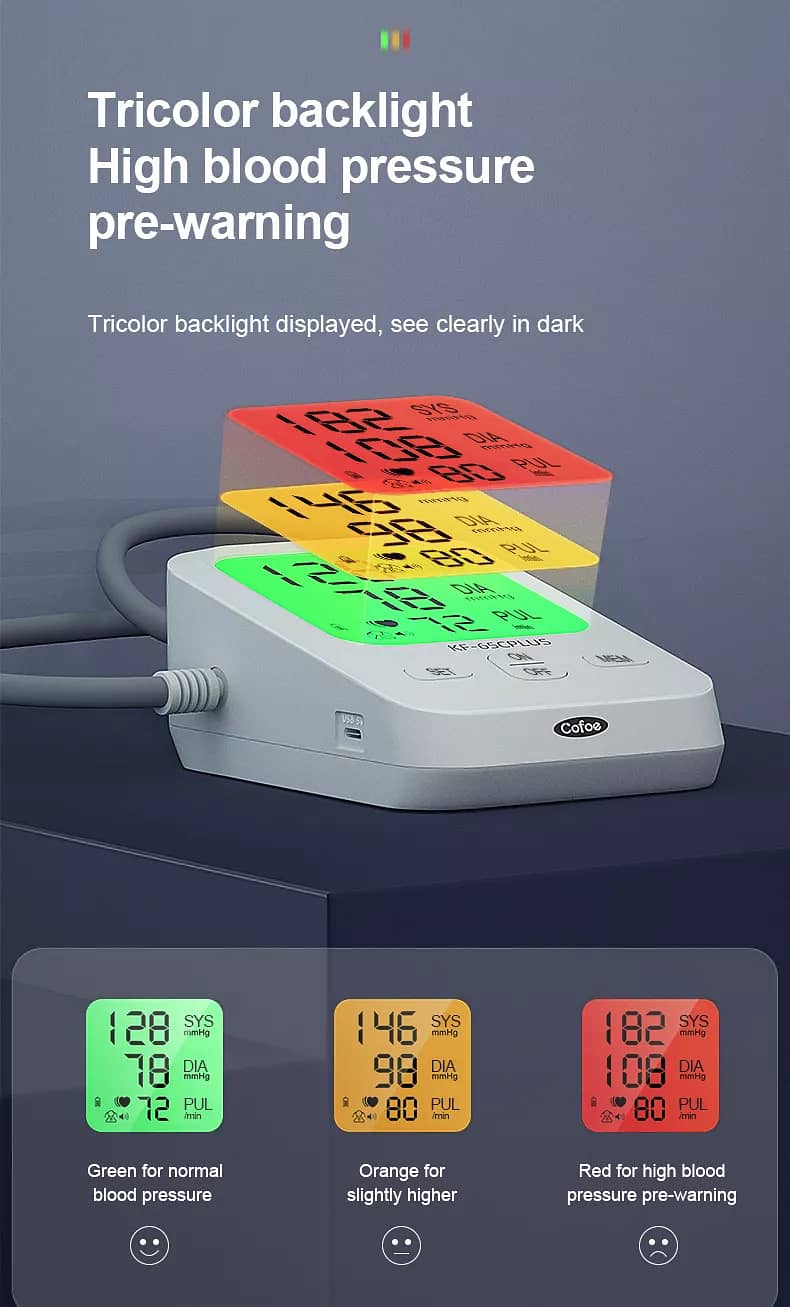 KF-65C+ Rechargeable Automatic Digital Blood Pressure Monitor(ArmType) 4