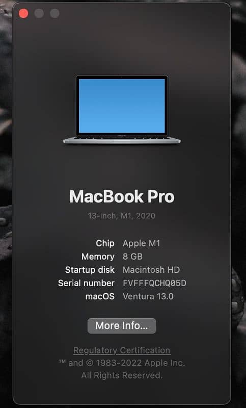 MacBook Pro M1 2020 13" Display, Excellent Condition 2