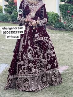 bridal lengha velvet mehroon