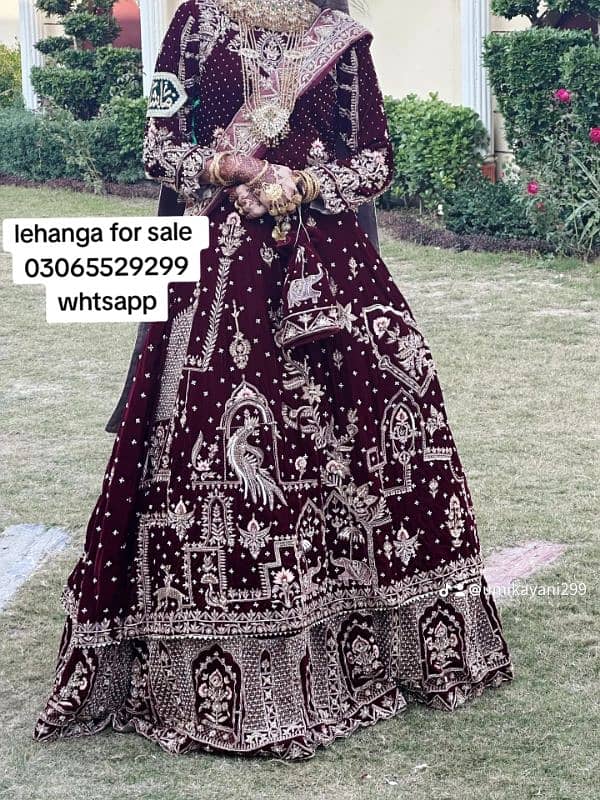 bridal lengha velvet mehroon 0