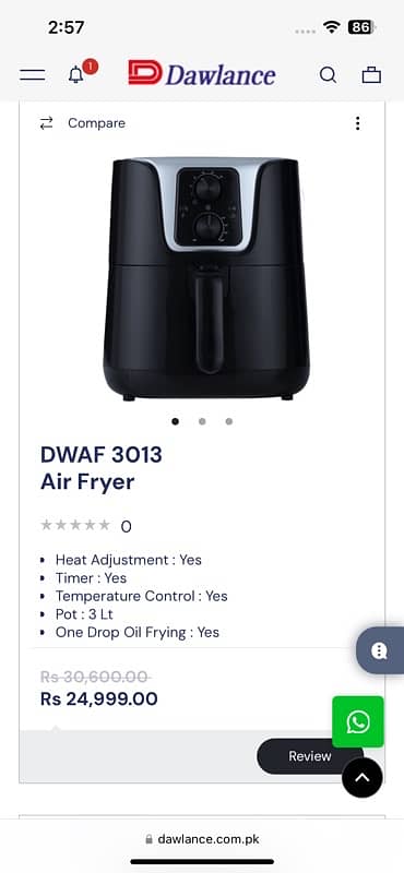 Dawlance Air Fryer 10/10 Condition Only Two  Time Use 3