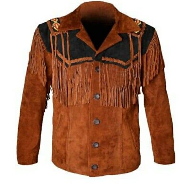 Men Western Cowboy Suede Fringe jacket 0