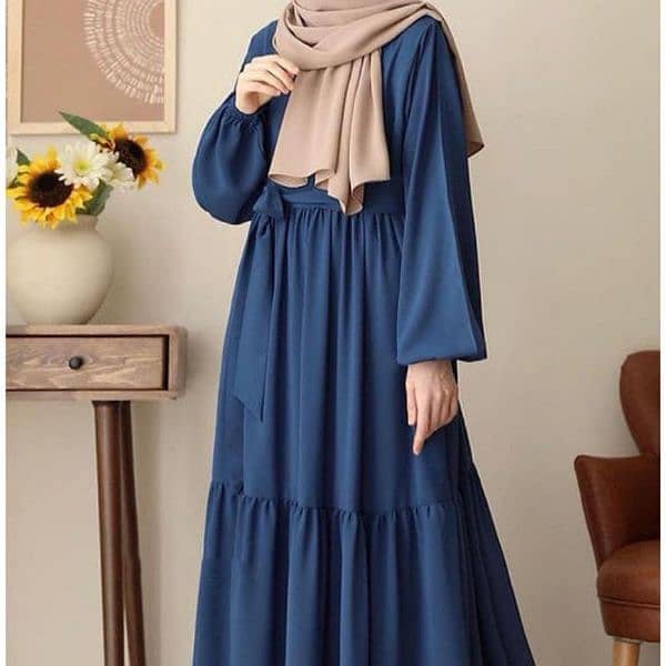 Cotton Plain Full abaya with stoller 2