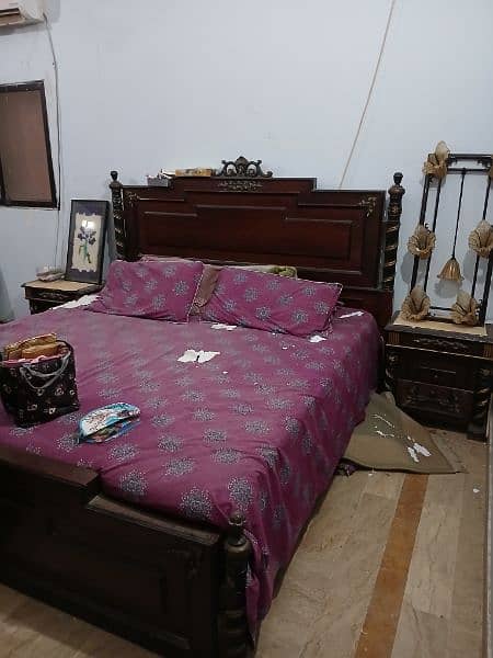 Used King size, Double bed with mattress, side tables, Closet . 1