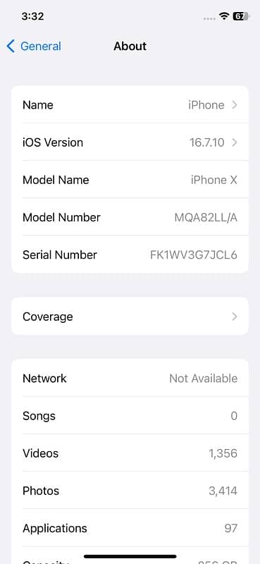 iPhone x 256 gb Non PTA 6