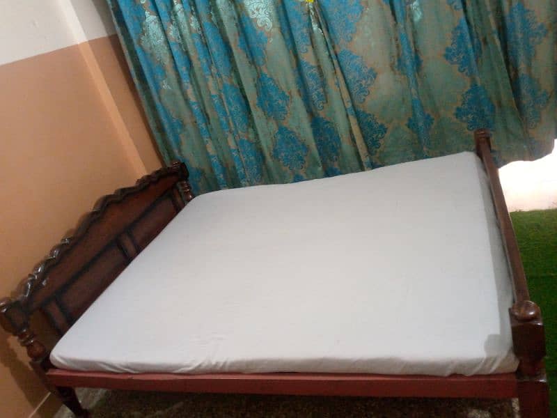 queen size sheeshum wood double bed 1