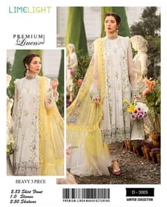 3 Pcs Women's Unstitched Linen Embroidered Suit