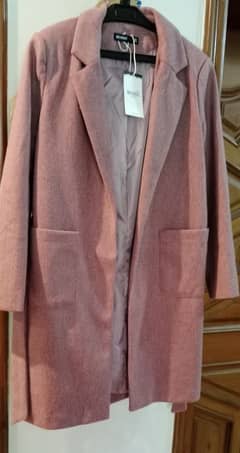 warm long coat peachy pink color