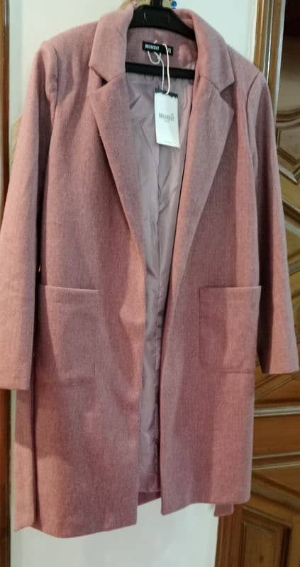 warm long coat peachy pink color 0