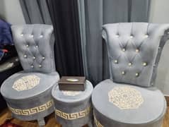 room sofa chair set with table in grey colour