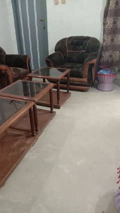 5 Seater sofa set with table set (1 big table 2 small tables)