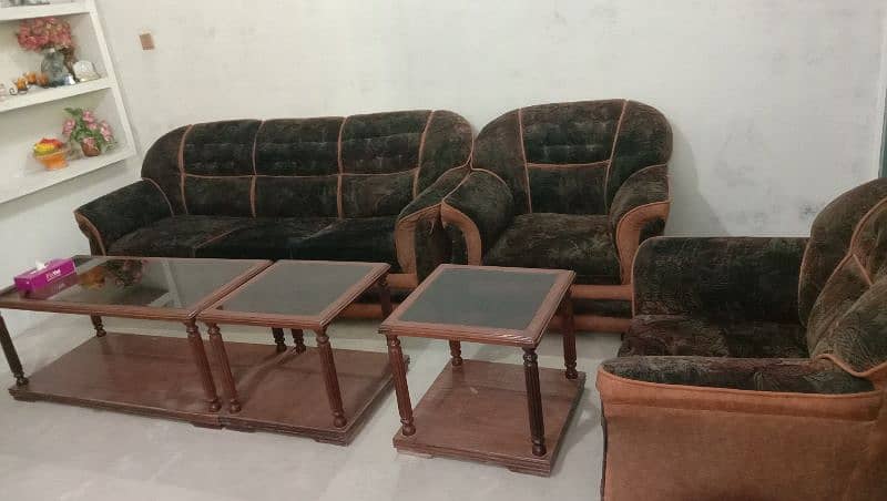 5 Seater sofa set with table set (1 big table 2 small tables) 1