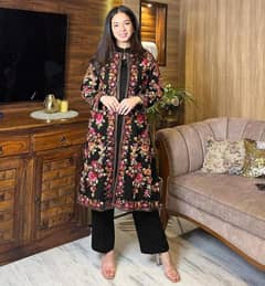 3 pcs women's stitched Katan silk  Embroidery  gown suit  delivery fre