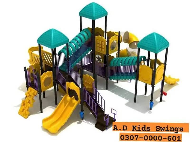 Multiple Swings & Slide| Wooden Tree House |Seesaw| Bench|Gazibo 0