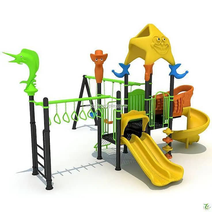 Multiple Swings & Slide| Wooden Tree House |Seesaw| Bench|Gazibo 9