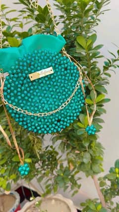 handmade round beaded bag