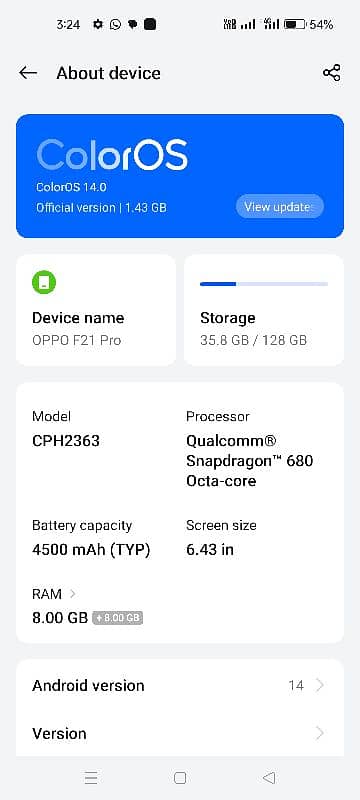 oppo f21 pro  read full add only box ha 6