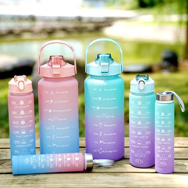 Water Bottle Set 3 Pcs | Motivational Water Bottles Set for Gym 1