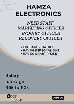 Need Staff Sales and Marketing