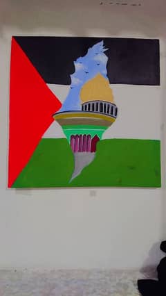 Mosque And Falastine Flag's  Painting