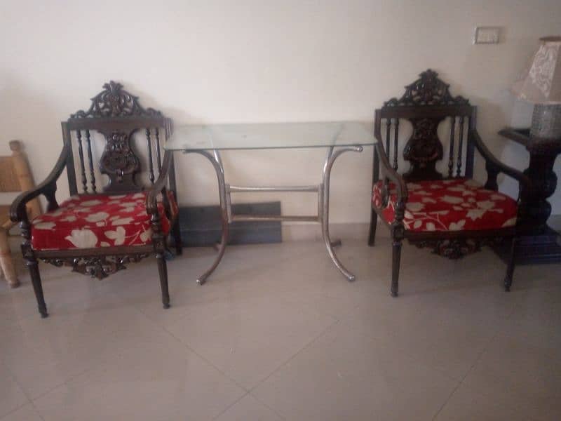 Pair of wooden drawing room chairs 0