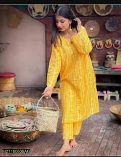 2pc Women,s stitched lawn Chunri Printed Suits