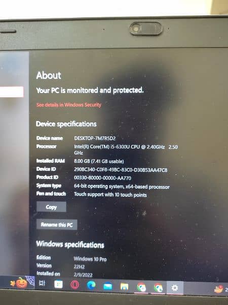 Lenovo t460 touch screen| i5 6th gen| 8gb ram  256gb ssd 2