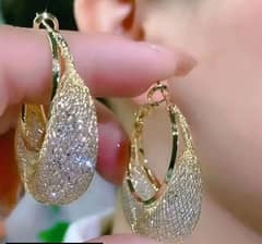 BEAUTIFUL MESH AND ZIRCONE DROP EARRINGS