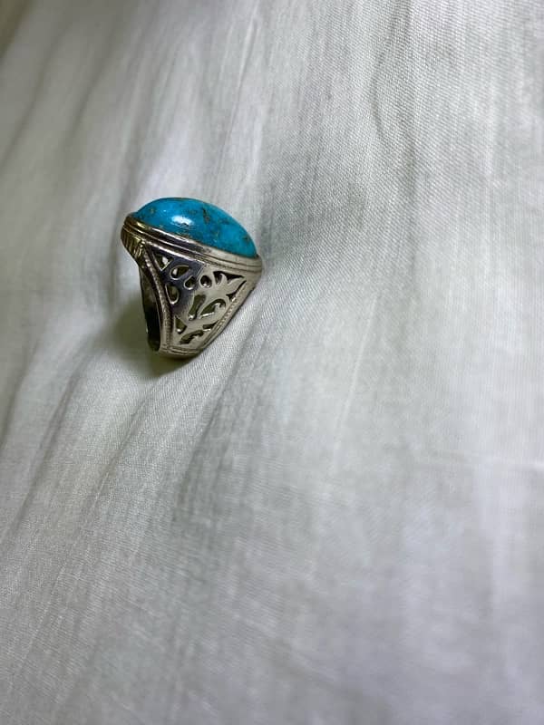 100% Original Irani Feroza(Turquoise) in Silver Ring 1